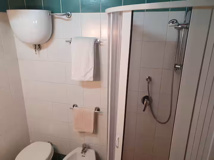 bathroom with cabin shower